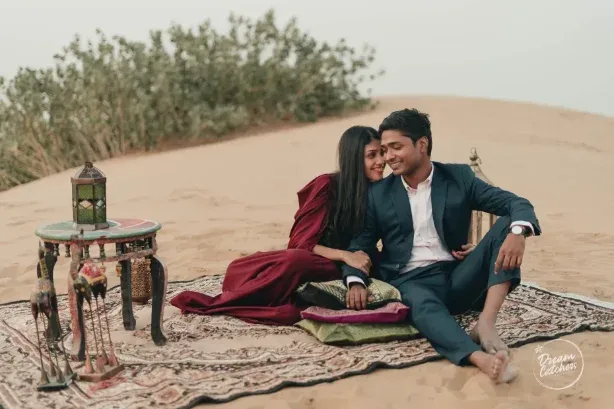 Wedding celebration in a sandstone courtyard in Jaisalmer